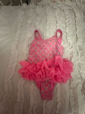 Pink One-Piece Swimsuit with Silver Mermaid 🧜‍♀️ Detail